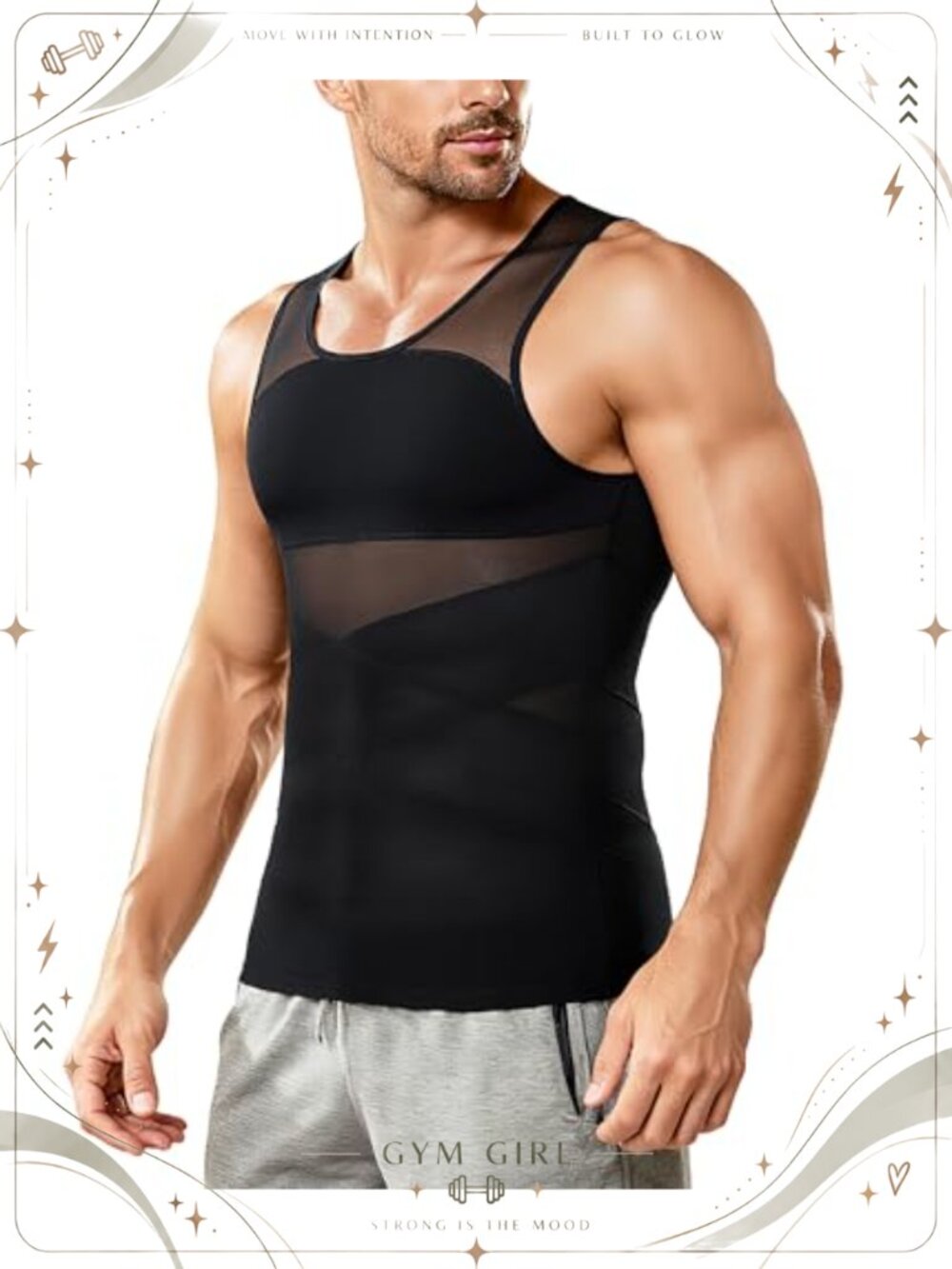 Mens Compression Tank Top Body Shaper Undershirt Nylon Spandex